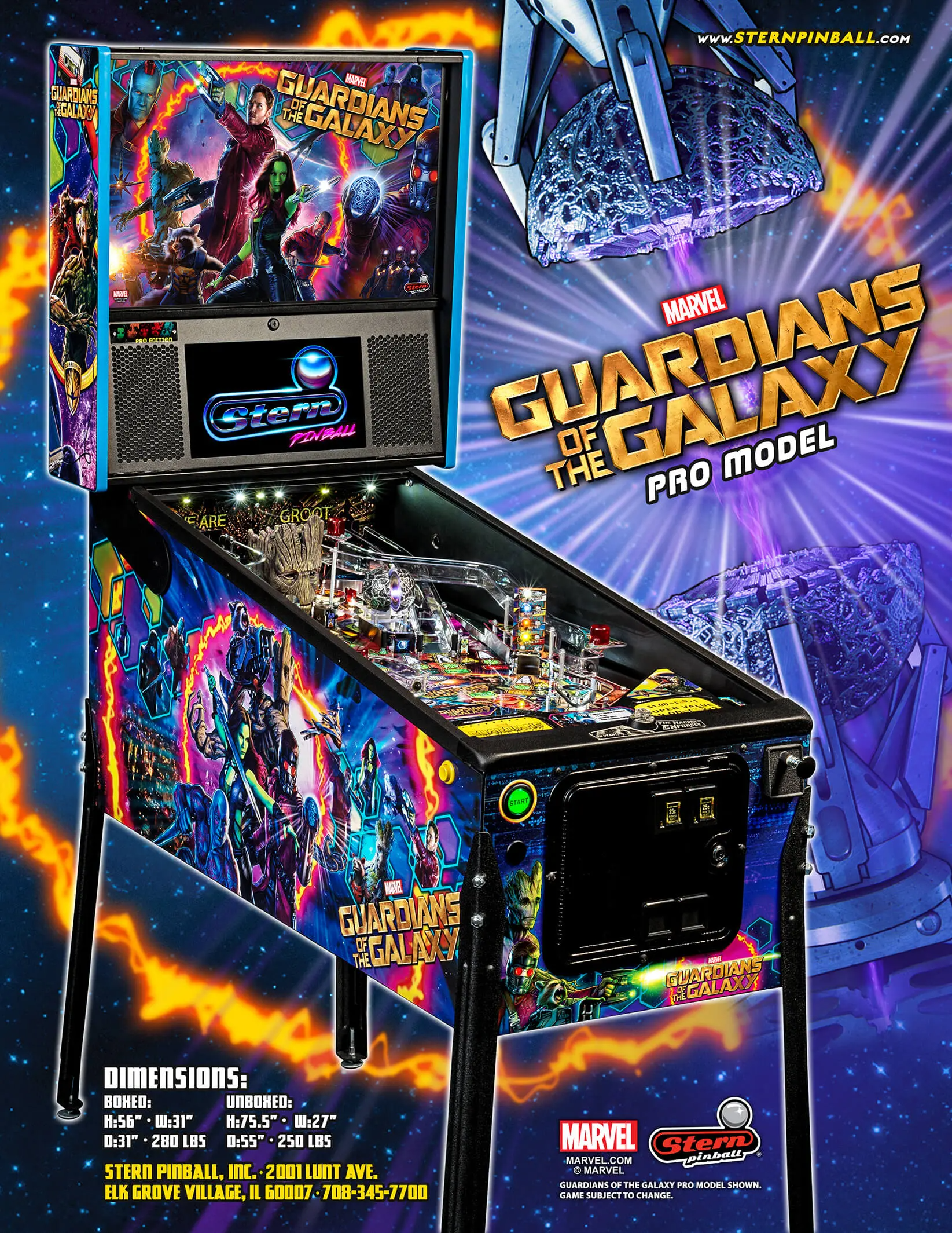Guardians of the Galaxy Pro Pinball Machine