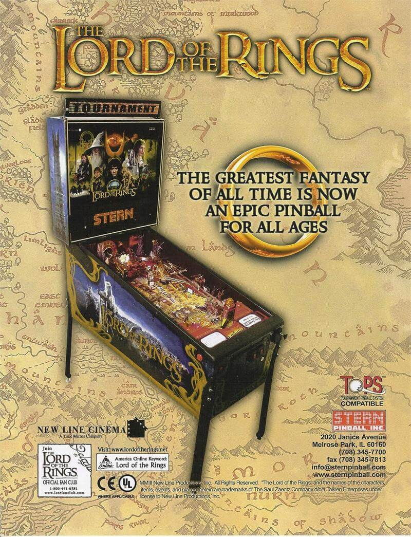 Lord of the Rings Pinball Machine by Stern